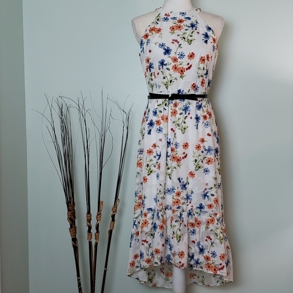 Elle Halter Fit and Flare Floral Dress Sz S - Picture 3 of 8